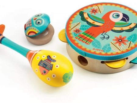 Djeco Animambo 3 pc Set Tambourine and Maracas Fashion