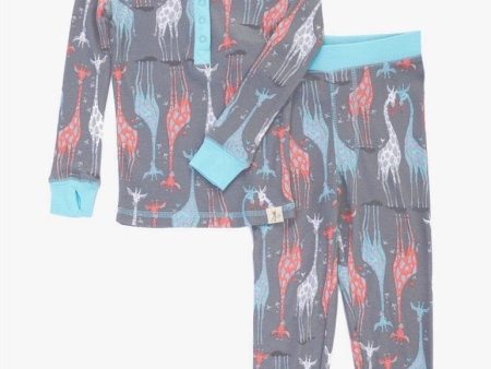 Munki Munki Giraffe Kids Long Johns PJ Set Online now