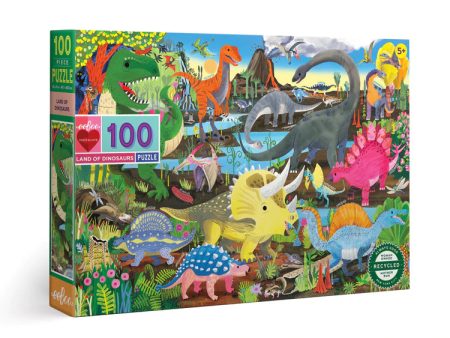 Eeboo Land of Dinosaurs 100 Piece Puzzle Fashion