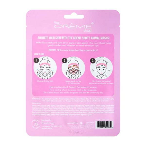 The Creme Shop Slow Down, Skin! Animated Sloth Face Mask - Renewing Rose For Discount