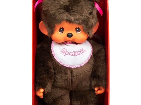 Monchhichi Pink Girl With Bib - Large Size on Sale