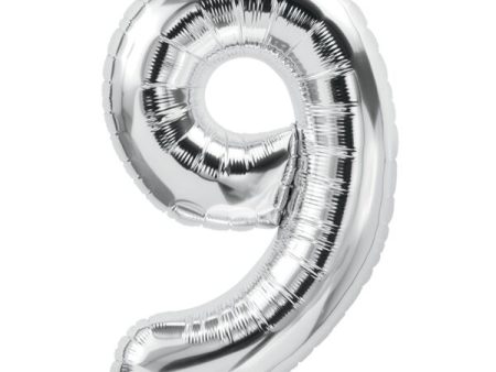 North Star Balloons 16  Numeral 9 Balloon - Silver, 1ct Cheap