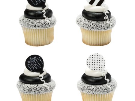 Black & White Birthday Cupcake Rings on Sale