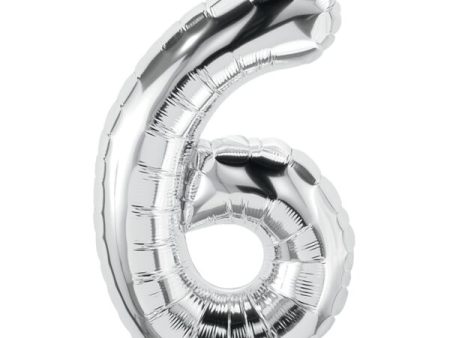 North Star Balloons 16  Numeral 6 Balloon - Silver, 1ct Online