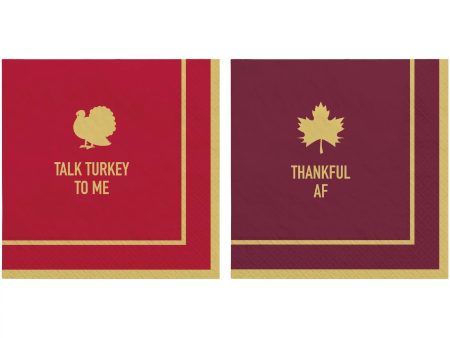 Friends Gathering Assorted (Turkey Thankful) Beverage Napkins, 40ct For Sale