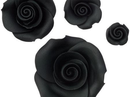 Black Rose Assortment SugarSoft Premium Edible Decorations Supply