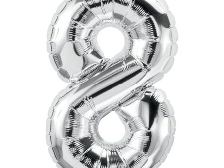 North Star Balloons 16  Numeral 8 Balloon - Silver, 1ct Online Hot Sale