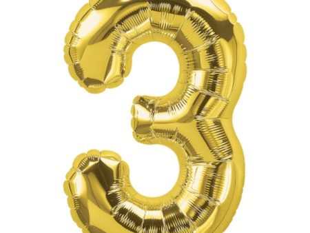 North Star Balloons 16  Numeral 3 Balloon - Gold, 1ct Online